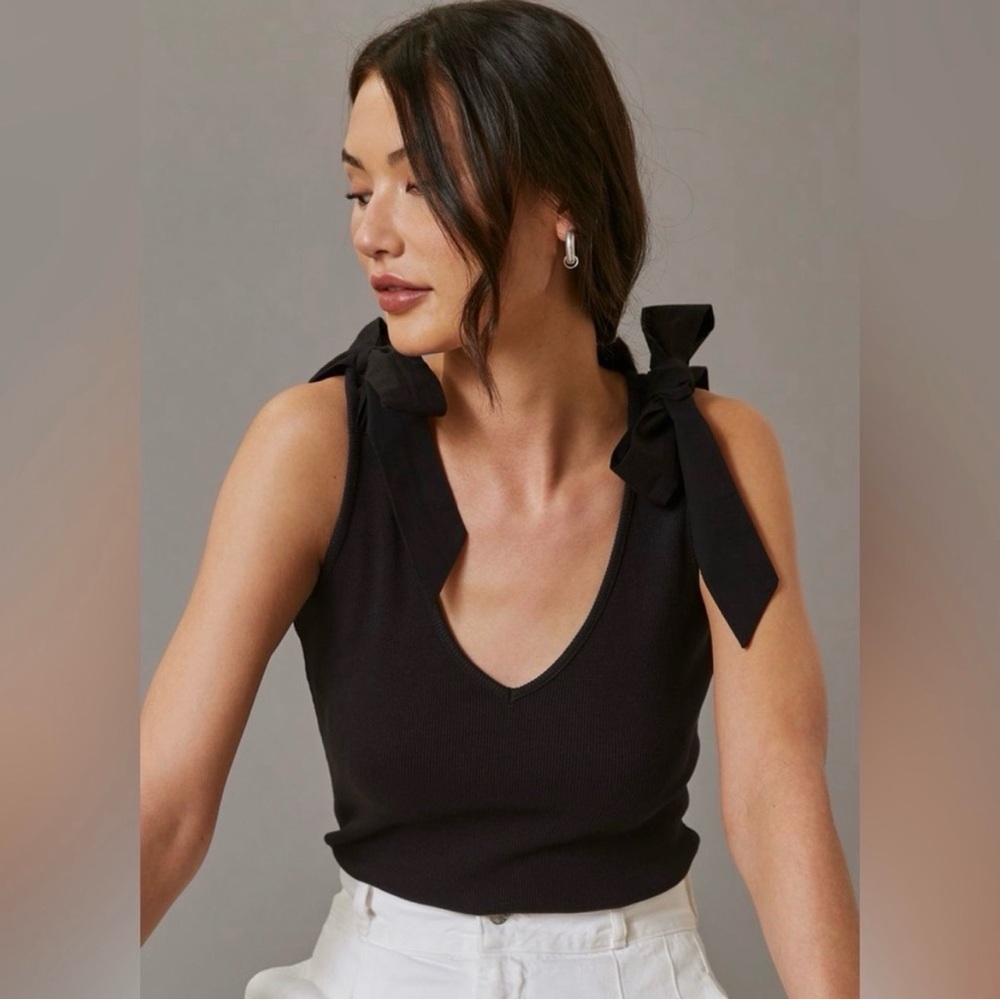 Anthropologie Maeve Rafaela Bow-Tie Tank | Ribbed | Size S